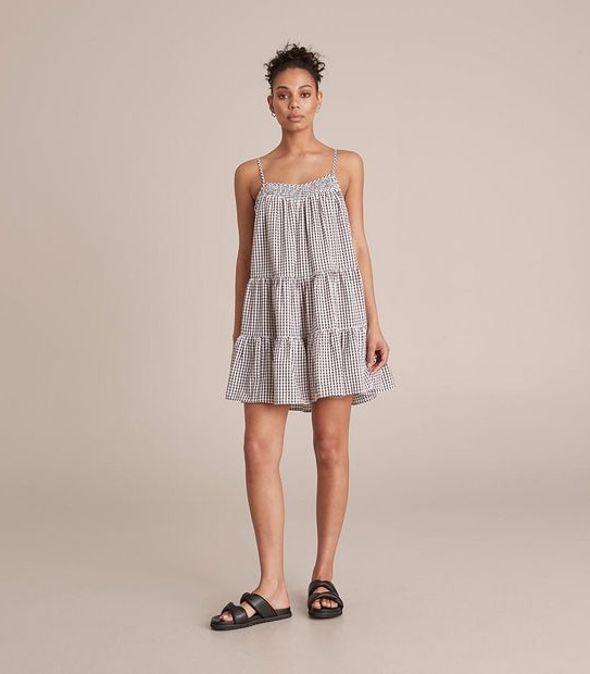 Lily Loves Strappy Check Tiered Mini Dress