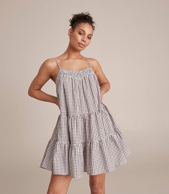 Lily Loves Strappy Check Tiered Mini Dress