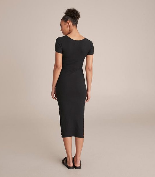 Lily Loves Ruched Front Ribbed Midi Dress