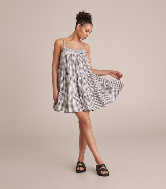 Lily Loves Strappy Check Tiered Mini Dress