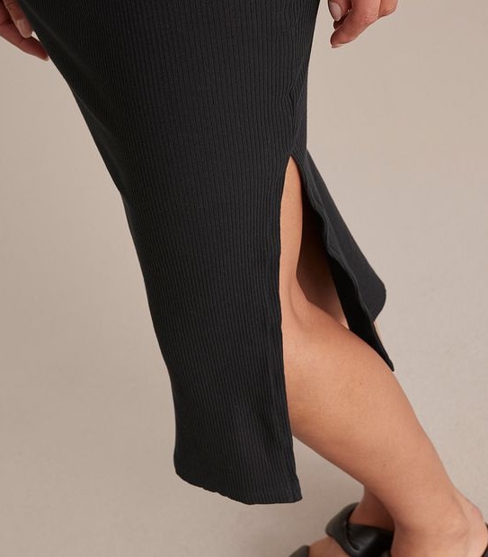 Lily Loves Ruched Front Ribbed Midi Dress