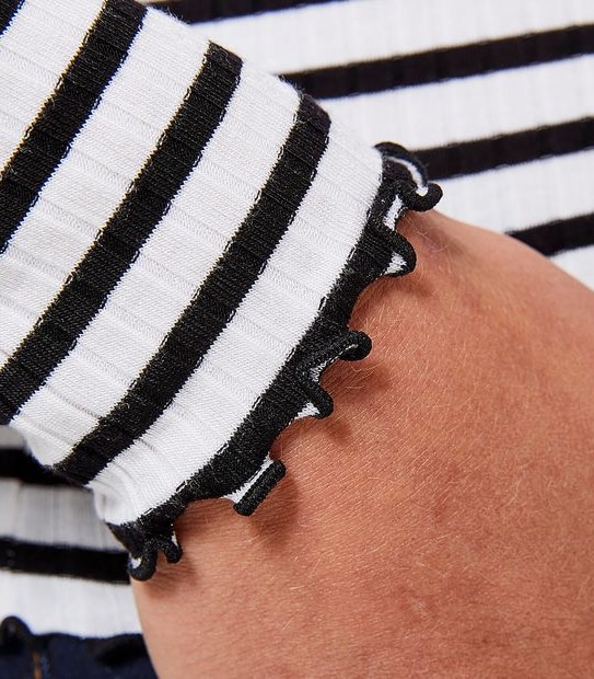 Lily Loves High Neck Ribbed T-Shirt - Black/White