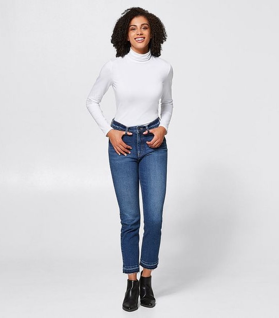 DENIM Alexa Straight Crop Jeans - Midwash