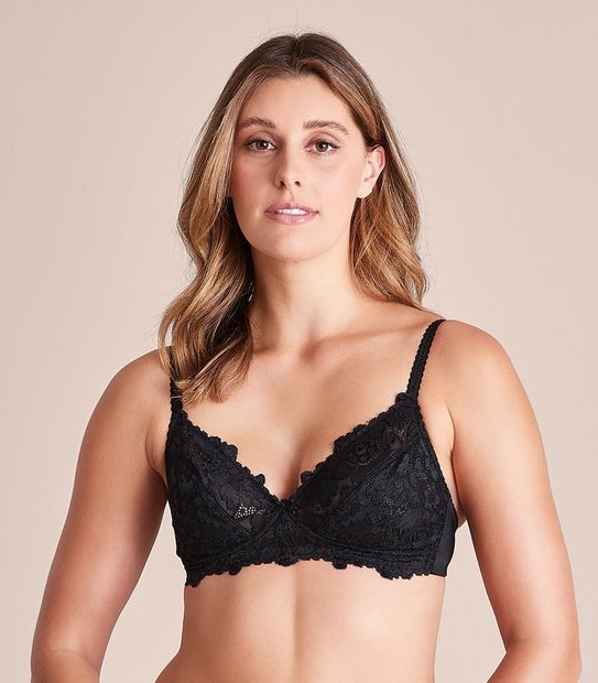 Lace Wirefree Soft Cup Bra - Black