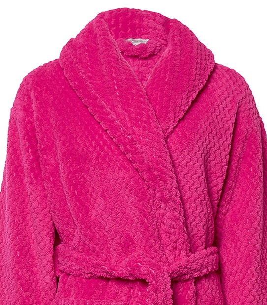 Honeycomb Fleece Dressing Gown - Pink