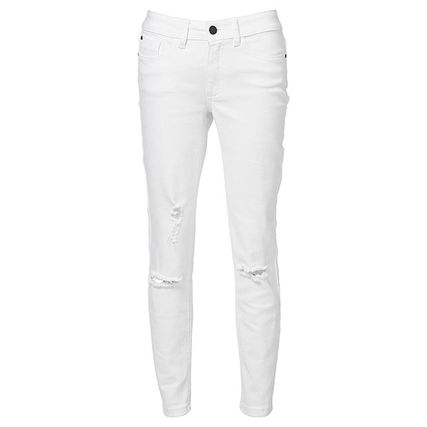 Dannii Minogue Petites Ripped Denim Jeans - White | Target Australia