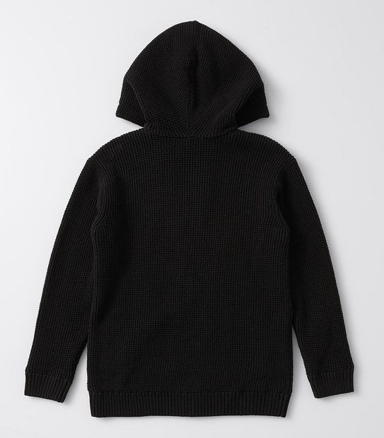 Sherpa Zip Thru Knit Hoodie  - Black