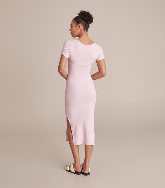 Lily Loves Ruched Front Ribbed Midi Dress