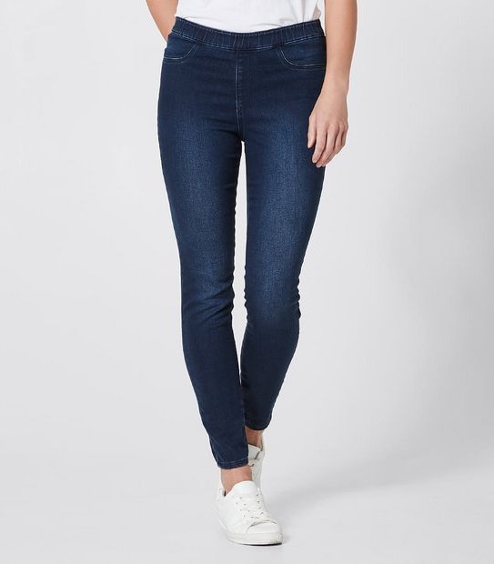DENIM Wonder Denim Mid Rise Cropped Knit Jeggings - Dark Wash Blue