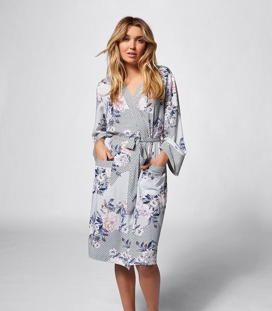 Viscose Woven Kimono - Grey Spot