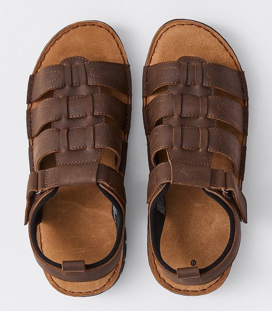 Leather Strap Back Crazy Horse Sandals - Dark Brown