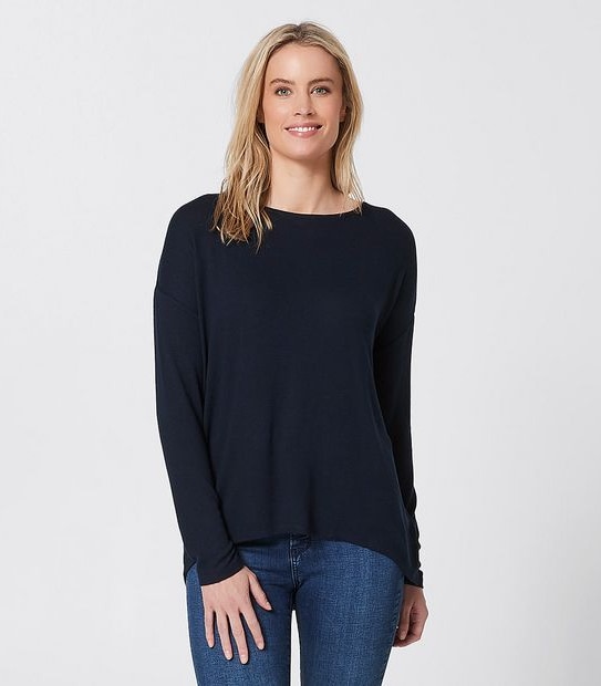 Lily Loves Long Sleeve V-Back Jumper - Navy Blue Marle