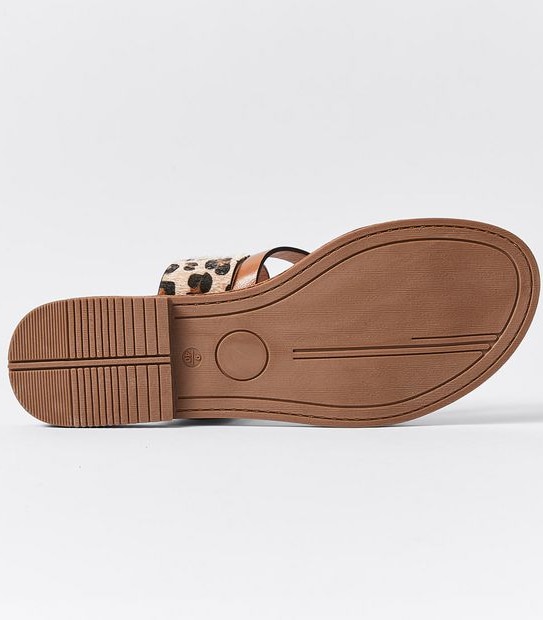 Lily Loves Mykonos Toe Loop Sandals - Tan Brown/Leopard