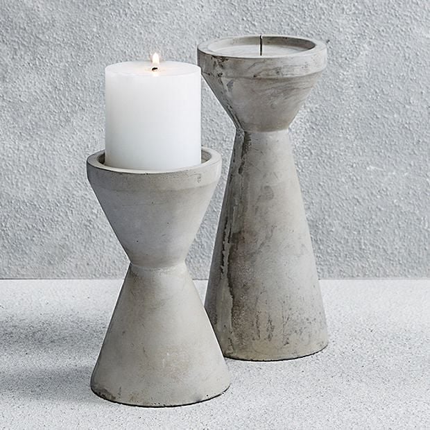 Large Concrete Hourglass Pillar Candle Holder Large Concrete Hourglass Pillar Candle Holder