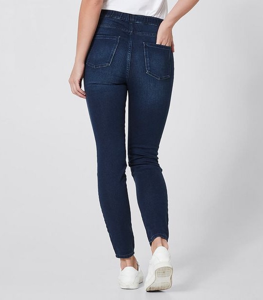 DENIM Wonder Denim Mid Rise Cropped Knit Jeggings - Dark Wash Blue