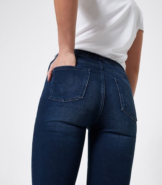 DENIM Wonder Denim Mid Rise Cropped Knit Jeggings - Dark Wash Blue