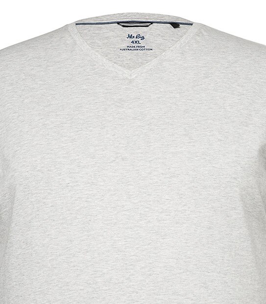 Men's Mr Big Short Sleeve Australian Cotton V-Neck T-Shirt - Grey