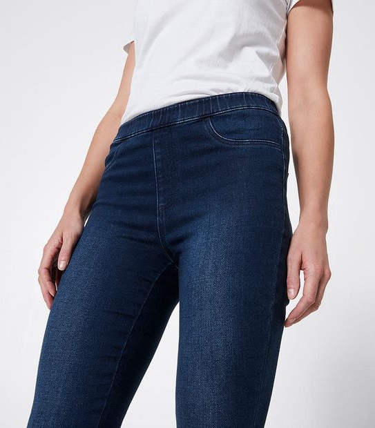 DENIM Wonder Denim Mid Rise Cropped Knit Jeggings - Dark Wash Blue