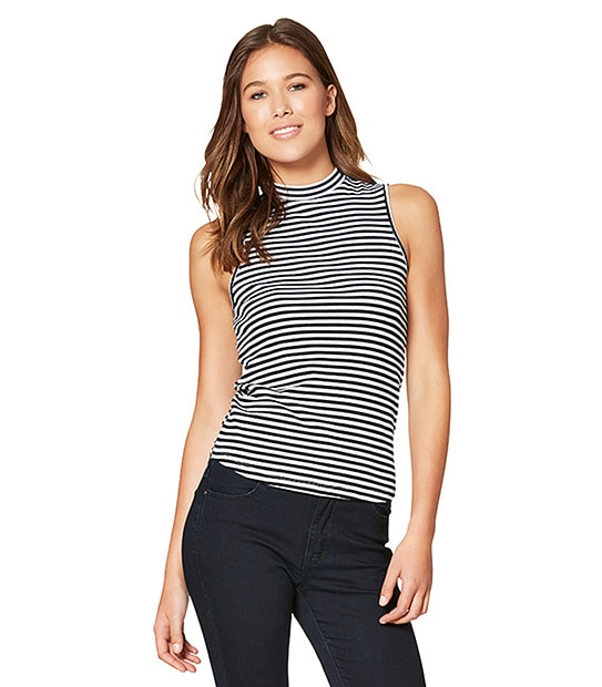 Lily Loves Turtle Neck Top - Black / White