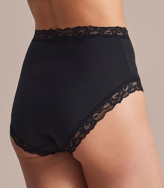 Modal and Lace Full Briefs - Black