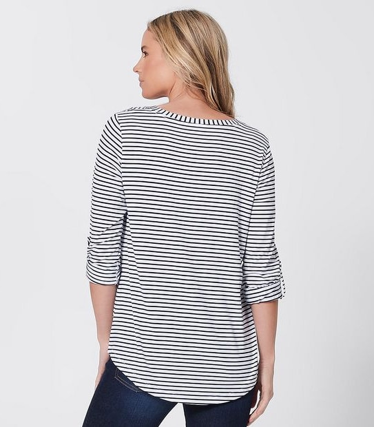 Rory Henley Long Sleeve Top - White/Navy Blue Stripe