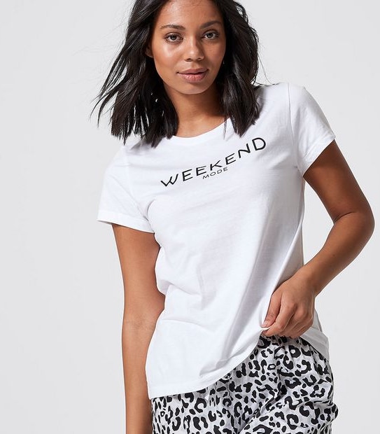 Lily Loves Printed Sleep T-Shirt - White Weekend Mode