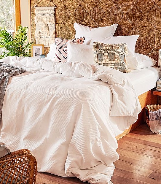 Waffle Quilt Cover Set - White