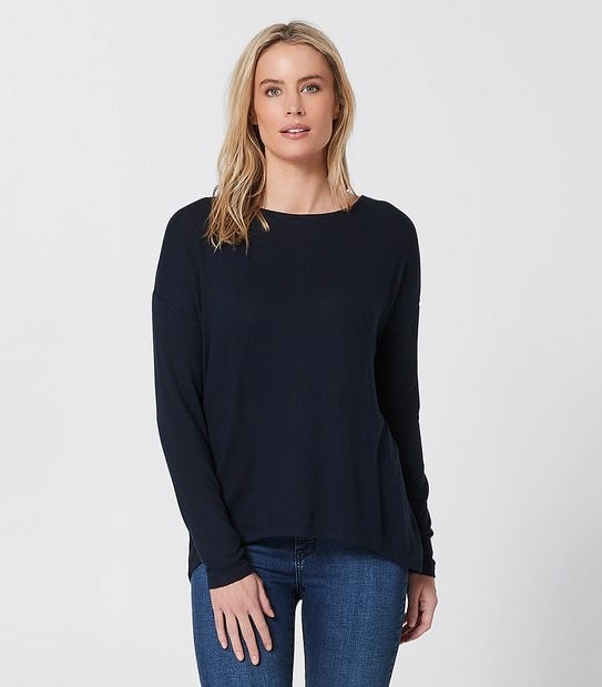 Lily Loves Long Sleeve V-Back Jumper - Navy Blue Marle