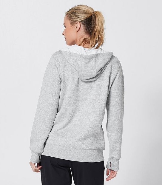 Active Zip Through Textured Hoodie Jumper - Light Grey Marle