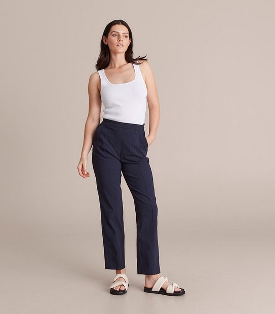 Preview High Waist Straight Bengaline Pants
