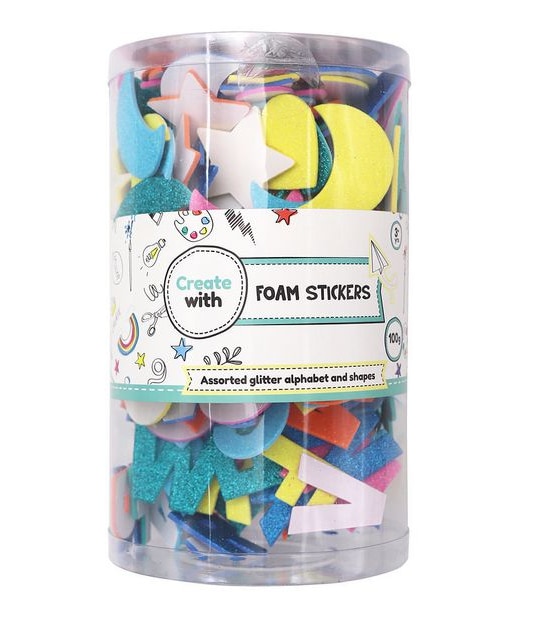 Alphabet and Shapes Glitter Foam Stickers 