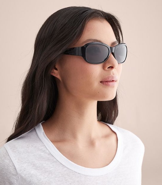 Womens Small Wrap Sunglasses - Black