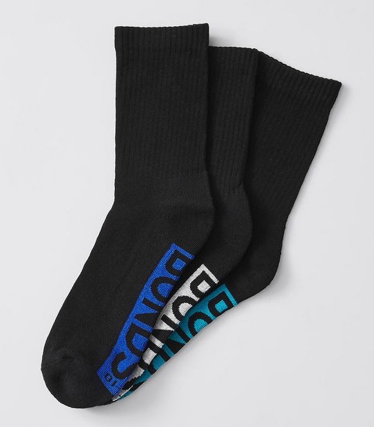 Bonds 3 Pack Cushioned Crew Sport Socks - Black