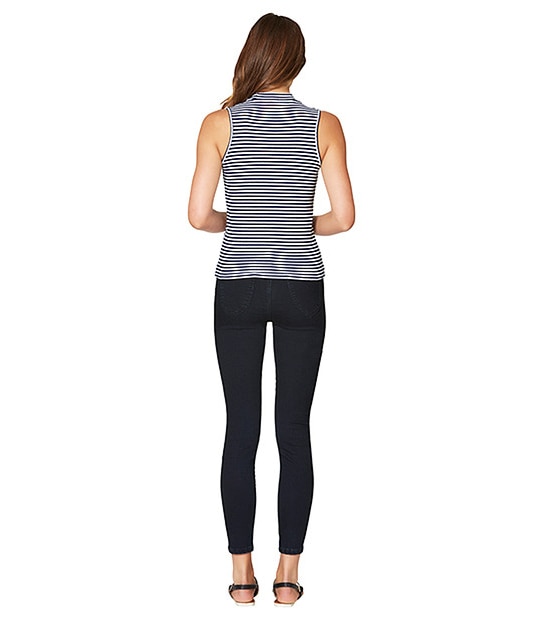 Lily Loves Turtle Neck Top - Navy / White