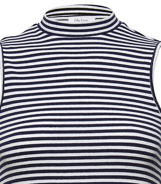 Lily Loves Turtle Neck Top - Black / White