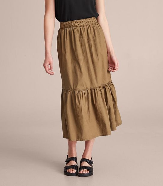 Cotton Poplin Tiered Skirt