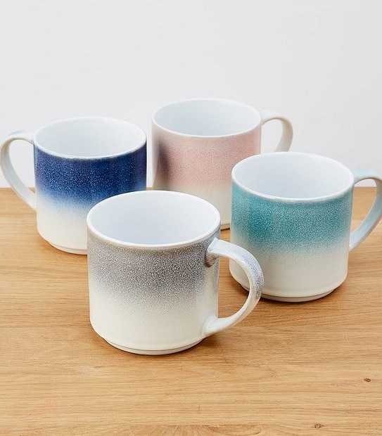 Set Of 4 Reactive Glaze Mugs