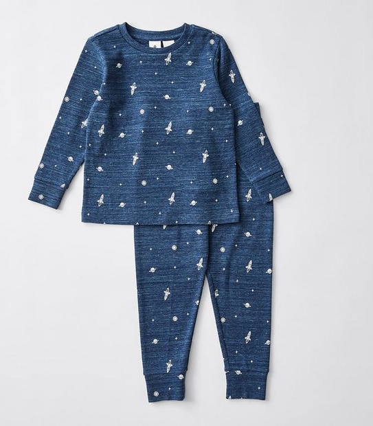 Organic Cotton Waffle Space Pyjama Set