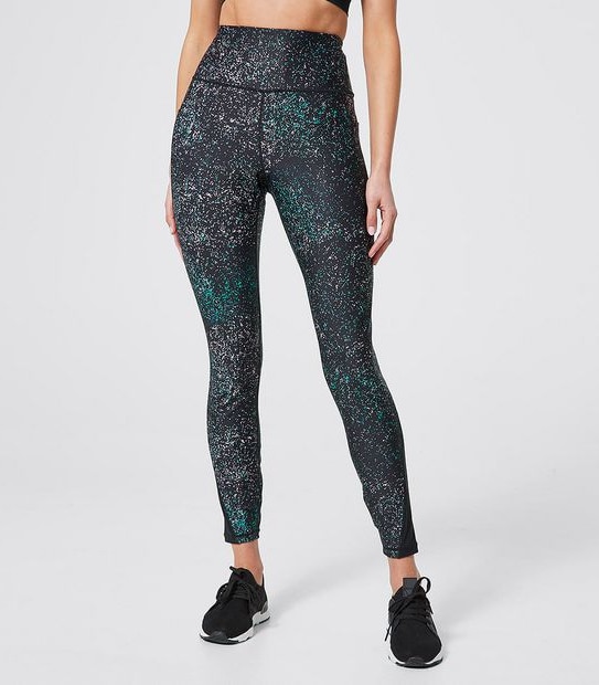 Active Full Length Mesh Panelled Tights - Black Print