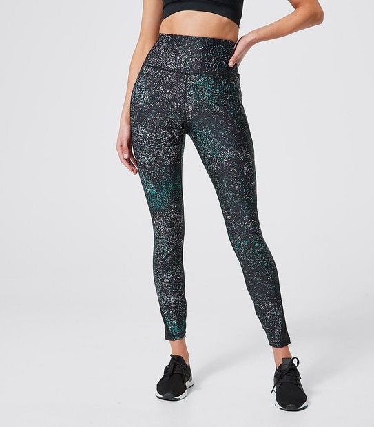Active Full Length Mesh Panelled Tights - Black Print