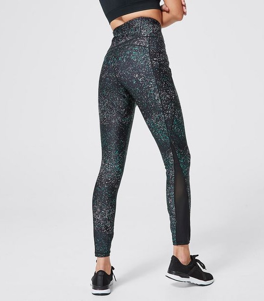 Active Full Length Mesh Panelled Tights - Black Print