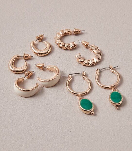 4 Pack Mixed Hoop Earrings - Gold