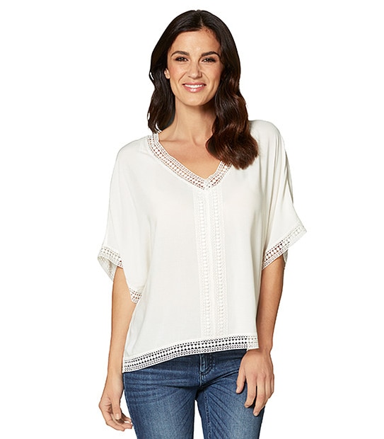 Crochet Detail Top - Cream