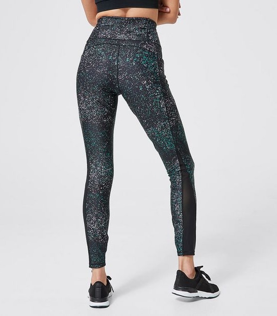 Active Full Length Mesh Panelled Tights - Black Print