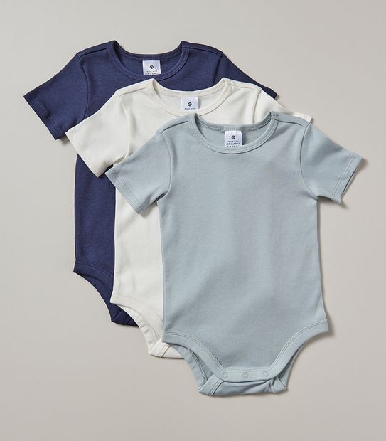 3 Pack Baby Organic Cotton Bodysuits