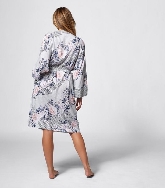 Viscose Woven Kimono - Grey Spot