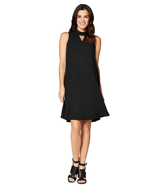 High Neck Swing Dress - Black