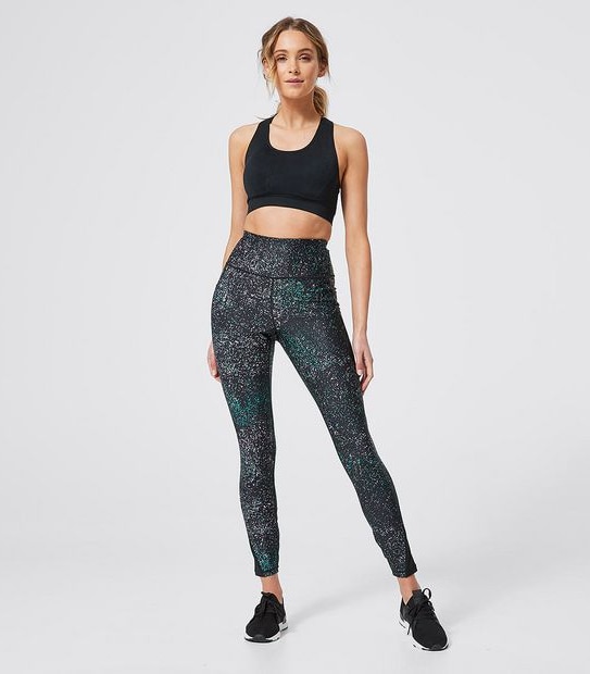 Active Full Length Mesh Panelled Tights - Black Print