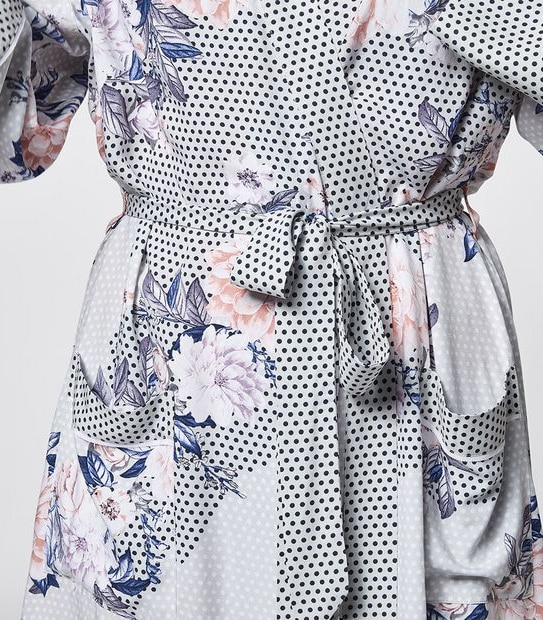 Viscose Woven Kimono - Grey Spot