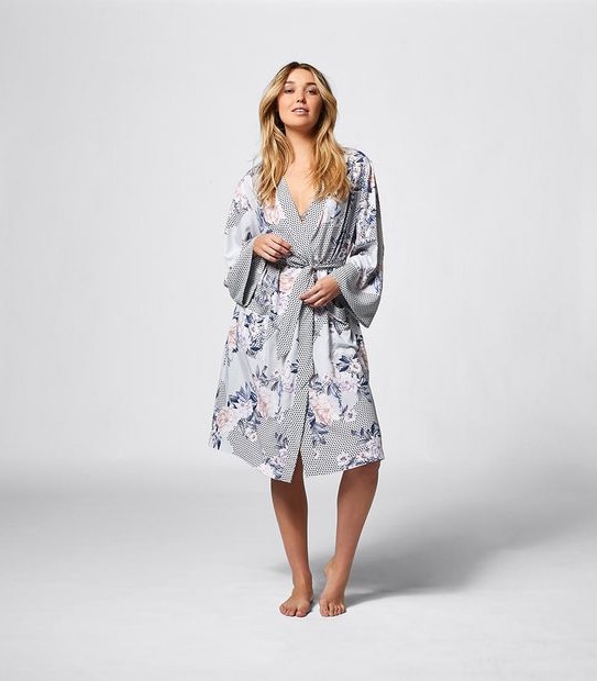 Viscose Woven Kimono - Grey Spot